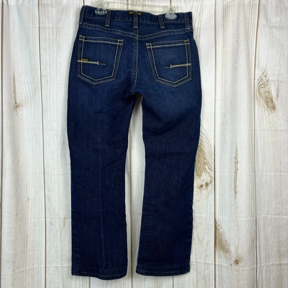Ariat Maritime Jeans Rebar M4 Durastr Edge Relaxed Boot Cut Blue Jean Size 32x29